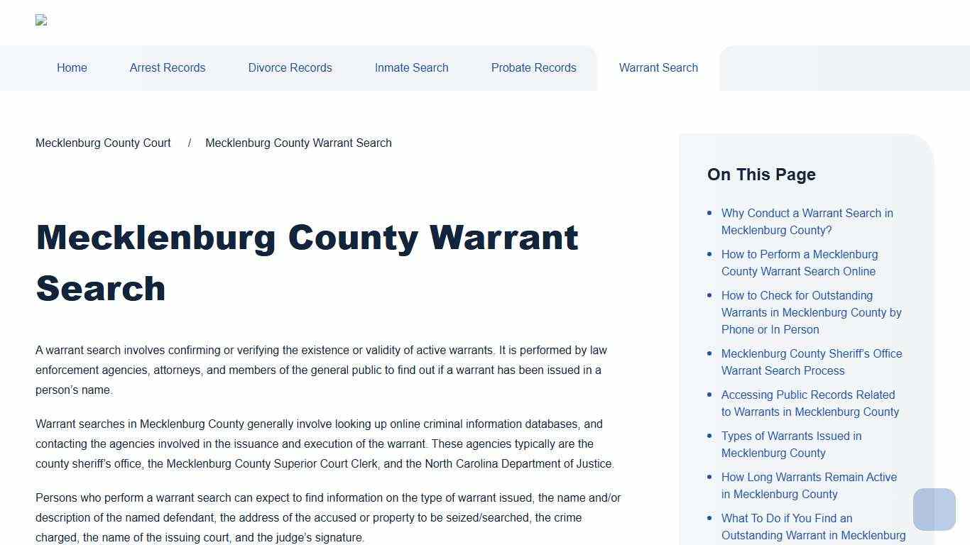 Mecklenburg County Warrant Search Mecklenburg County Court