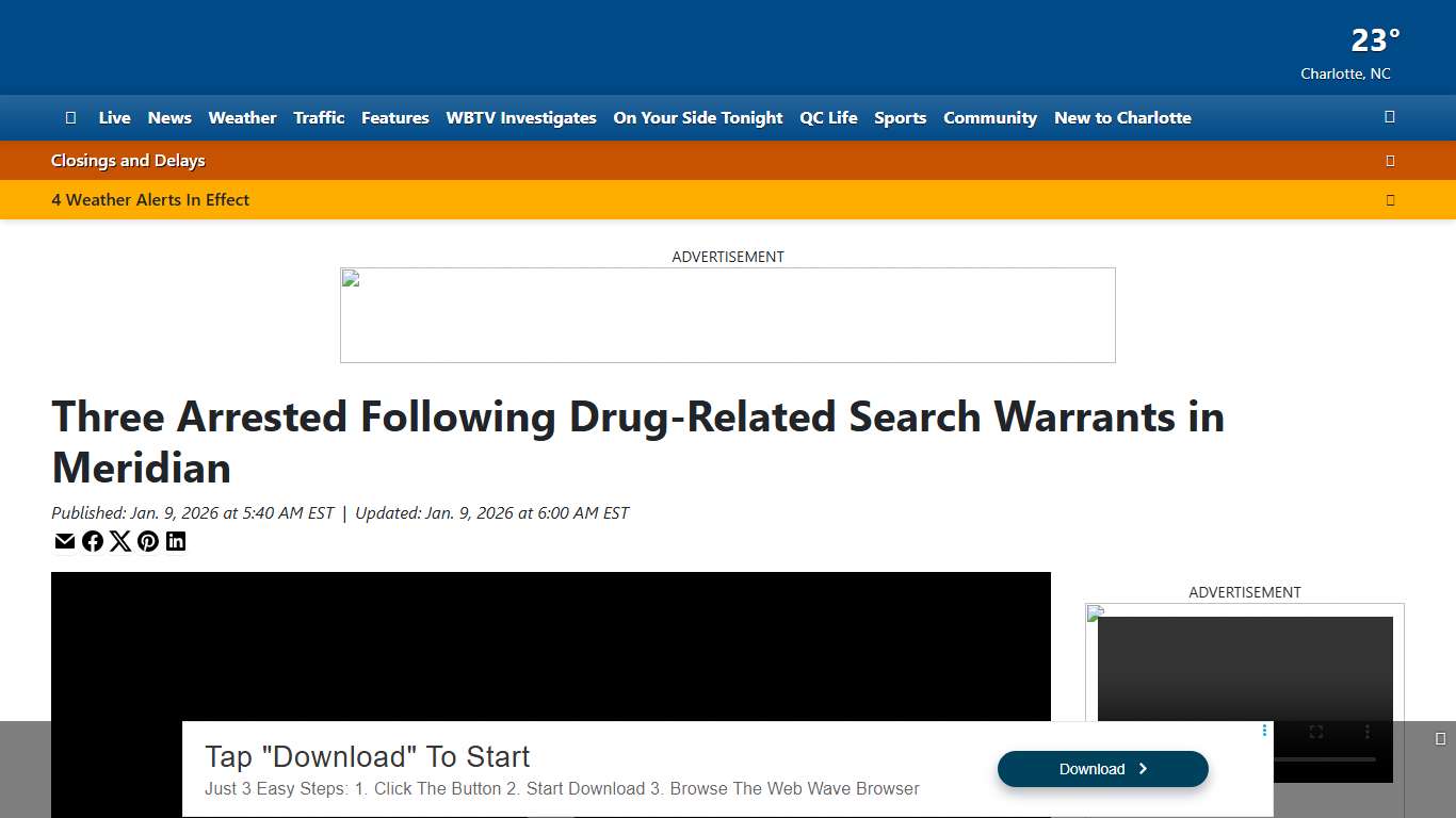 Three Arrested Following Drug‑Related Search Warrants in Meridian