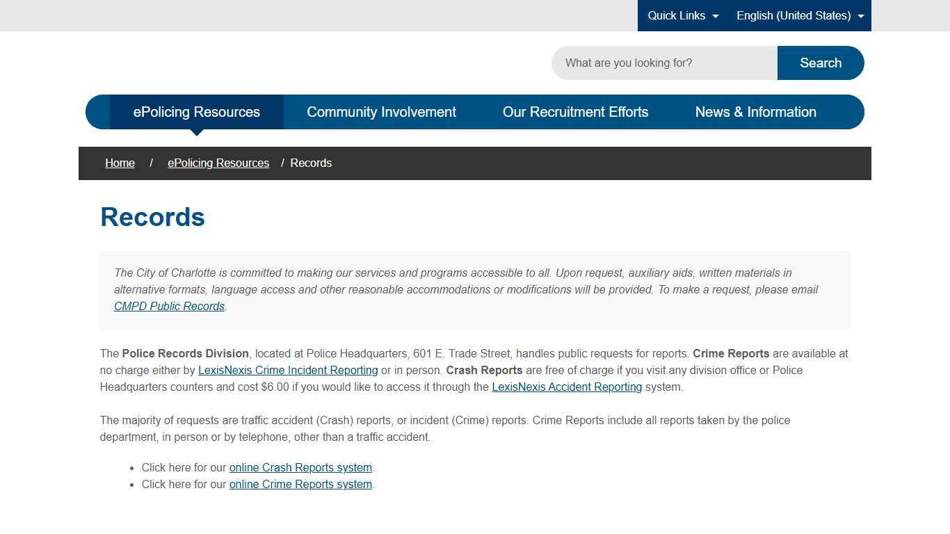 Records - Charlotte-Mecklenburg Police Department